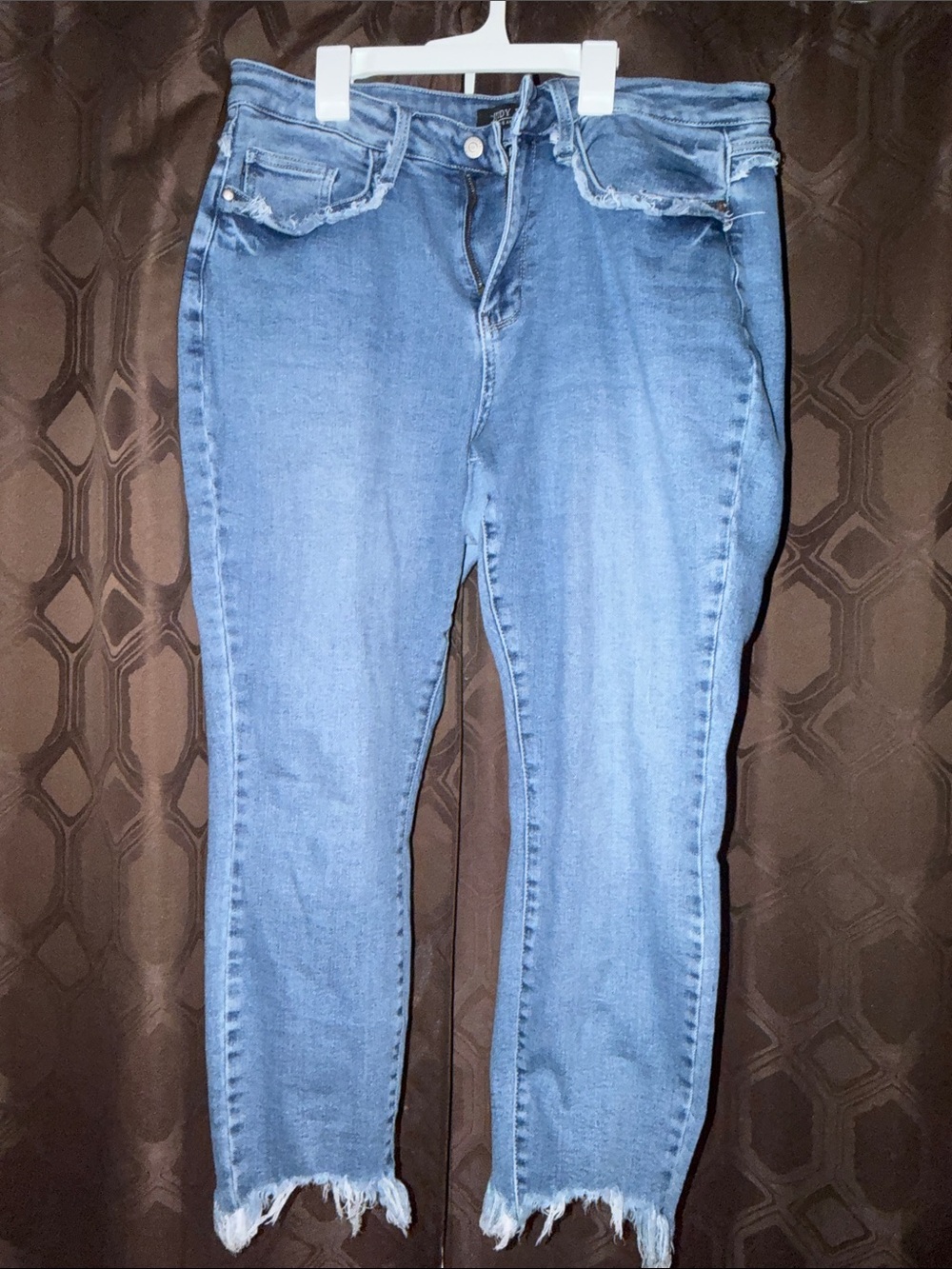 Judy Blue Light Blue High-Rise Cropped Jeans with Frayed Hem